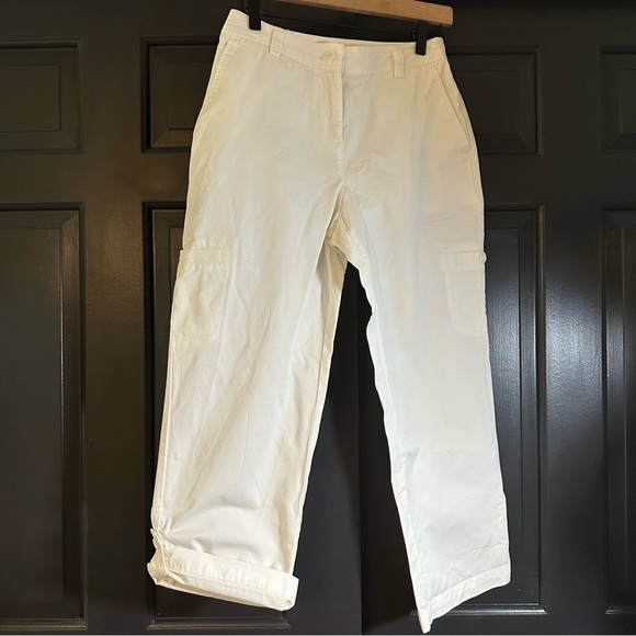 Pendleton Womens Cotton White Flat Front Crop Pants Size 4 (b5 - Picture 3 of 15